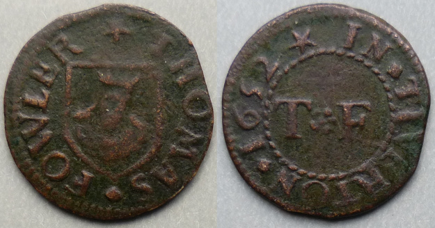 Tiverton, Thomas Fowler 1652 farthing N792